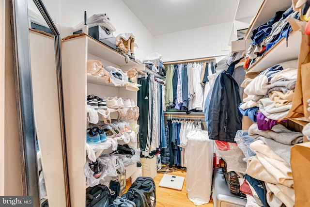 spacious closet with light wood finished floors