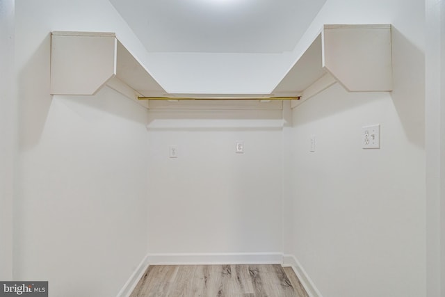 spacious closet featuring light wood-style flooring