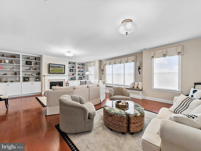 living room with hardwood / wood-style flooring