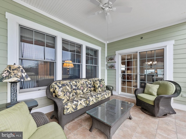 view of patio / terrace featuring an outdoor hangout area and ceiling fan