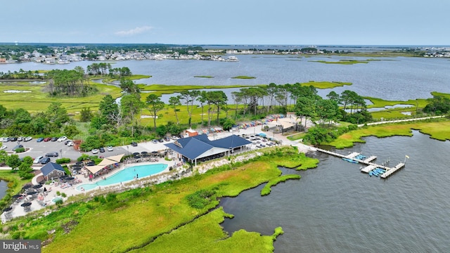 bird's eye view featuring a water view