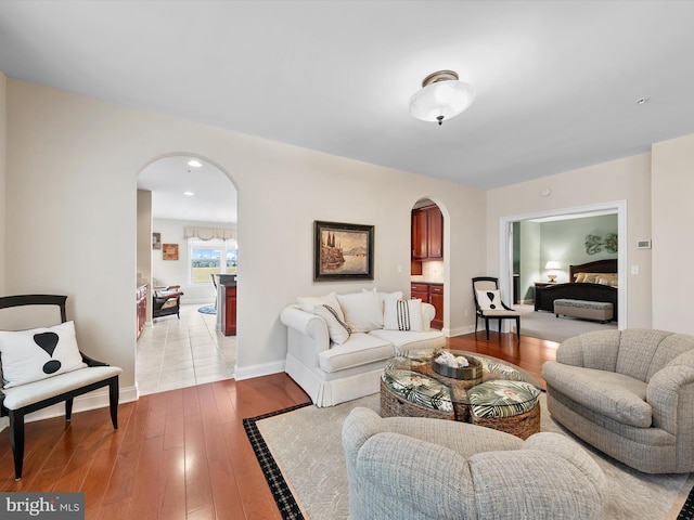 living room featuring light hardwood / wood-style floors