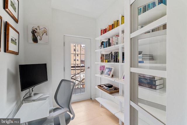 office with light wood-style floors