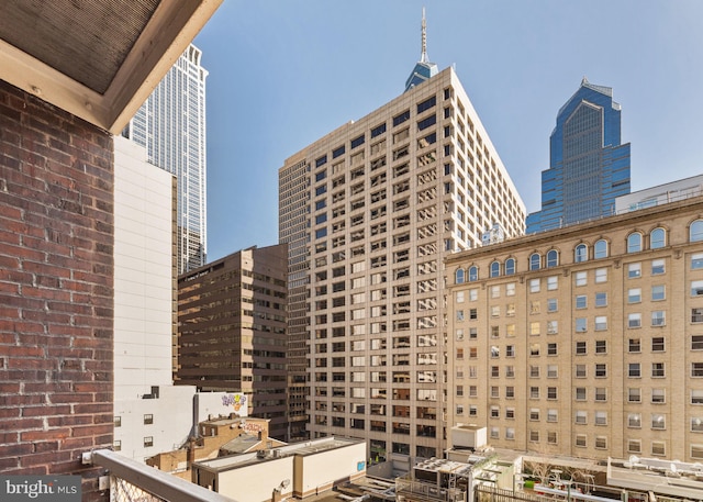 view of building exterior featuring a city view