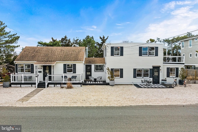 view of front of home with a deck