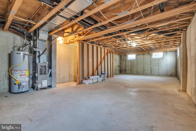 basement with gas water heater