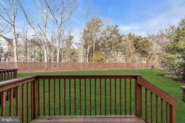 deck featuring a lawn