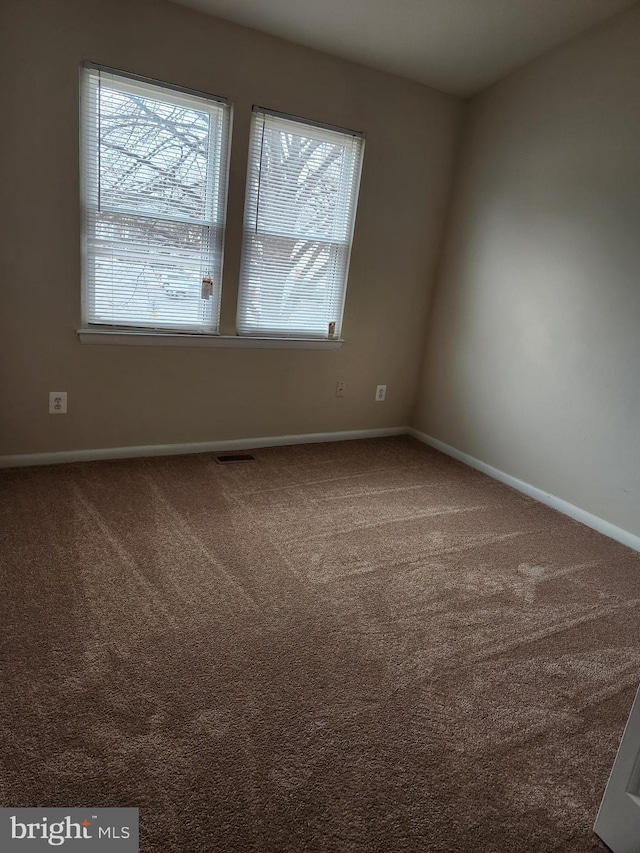 spare room featuring a healthy amount of sunlight and carpet