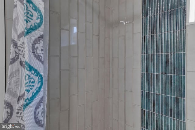 interior details featuring tiled shower