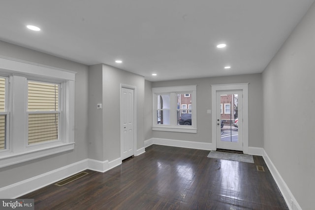 interior space featuring dark hardwood / wood-style floors