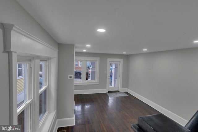 entryway featuring dark wood-type flooring