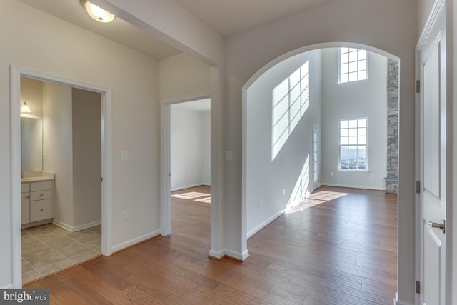 entrance foyer with light hardwood / wood-style floors