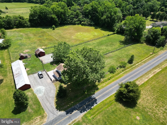 aerial view featuring a rural view