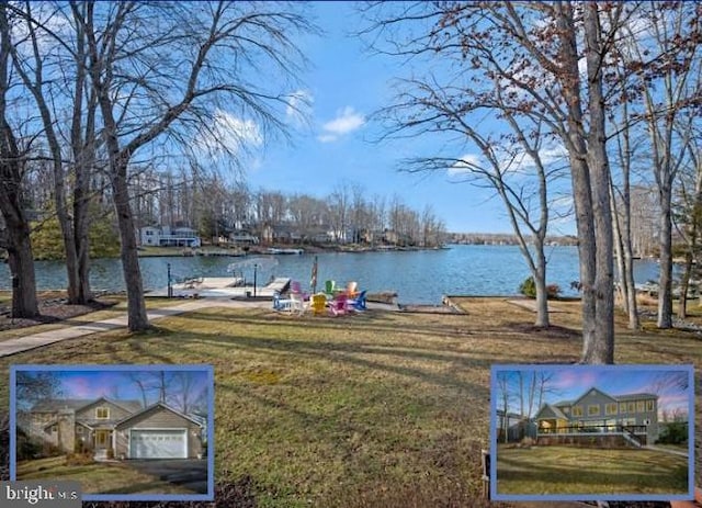 view of yard with a water view