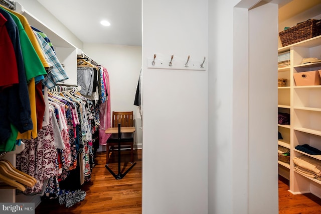 walk in closet featuring hardwood / wood-style floors