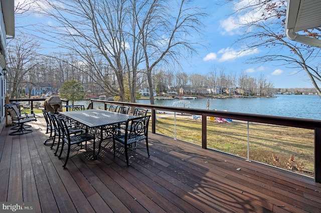 deck with a water view