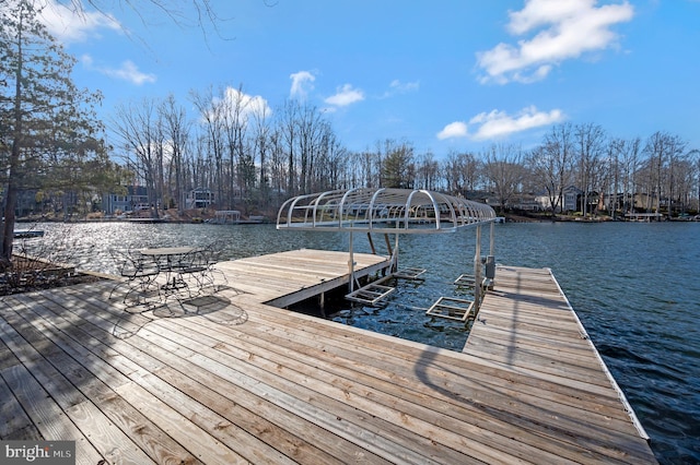 view of dock featuring a water view