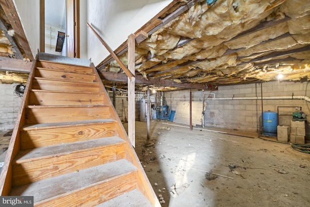 basement featuring water heater