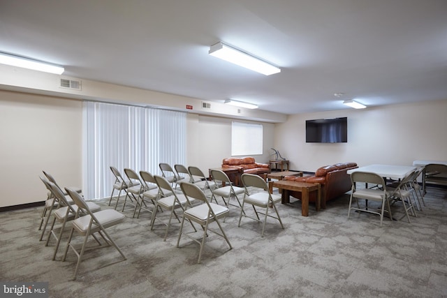 view of carpeted dining room