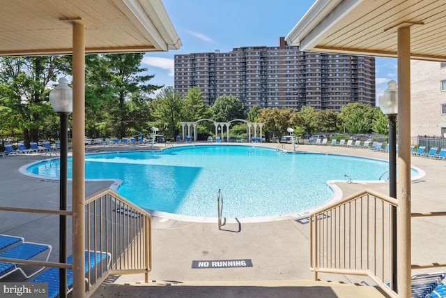 view of pool with a patio area