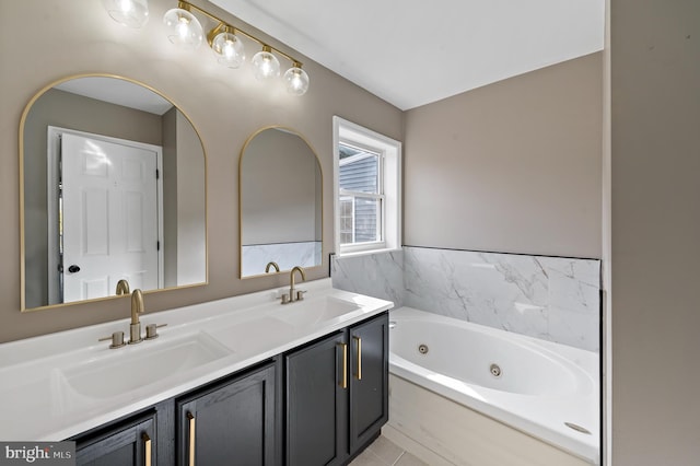 bathroom featuring a bathing tub and vanity