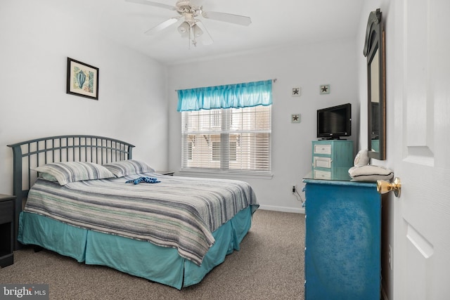 bedroom with carpet flooring and ceiling fan