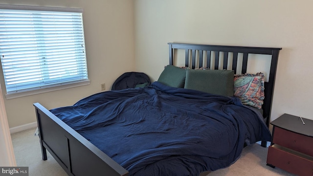 bedroom with baseboards and carpet floors