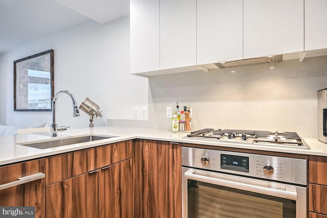 kitchen with white cabinetry, appliances with stainless steel finishes, and sink