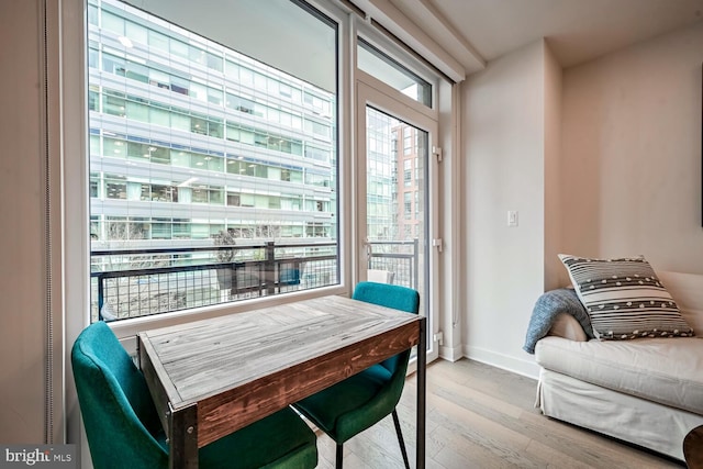 dining room with light hardwood / wood-style flooring