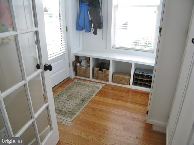 mudroom featuring light wood-type flooring