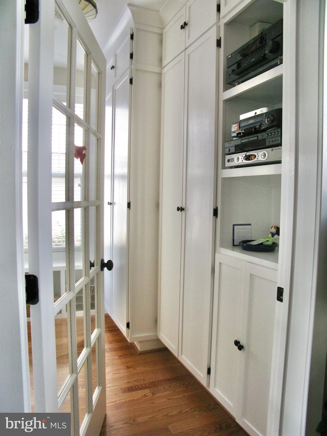 interior space featuring dark hardwood / wood-style floors and french doors