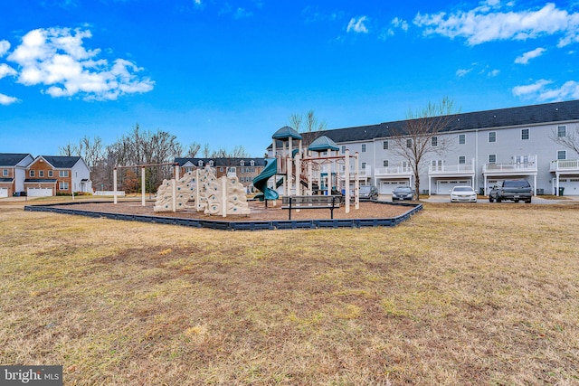 view of play area with a lawn