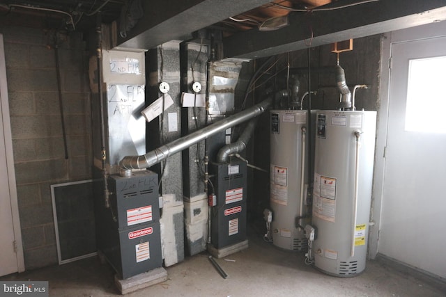 utility room with water heater