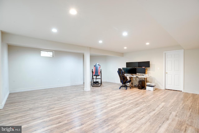 office area featuring light wood-type flooring