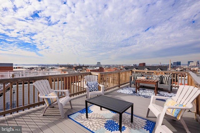 deck with a city view