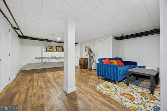 living room with hardwood / wood-style floors