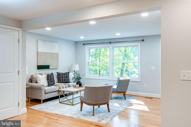 12452 White Horse Rd, Lusby, MD 20657 - living area featuring recessed lighting, visible vents, baseboards, and light wood finished floors