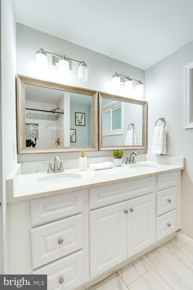 12452 White Horse Rd, Lusby, MD 20657 - full bath featuring double vanity, a shower, and a sink