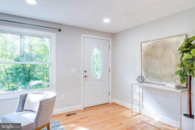 12452 White Horse Rd, Lusby, MD 20657 - entrance foyer with visible vents, recessed lighting, baseboards, and light wood-style floors