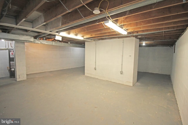 basement with water heater