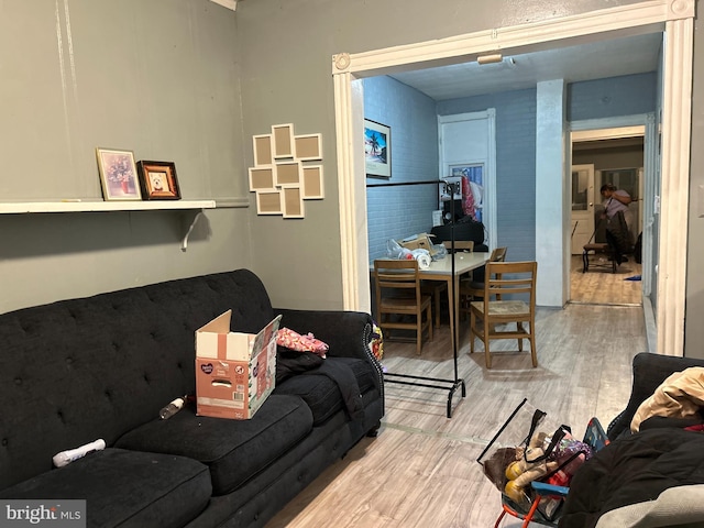 living room with wood-type flooring