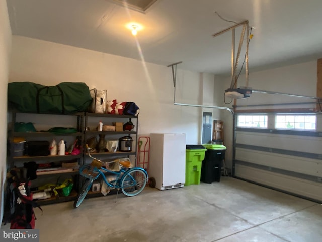 garage with a garage door opener