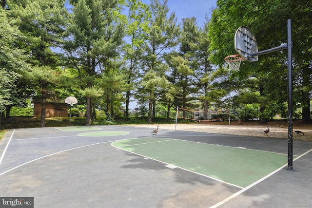 view of basketball court featuring volleyball court