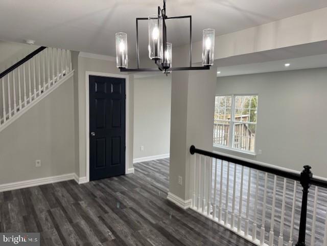 interior space with dark wood-type flooring