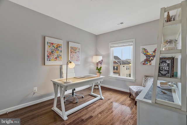 office with hardwood / wood-style flooring