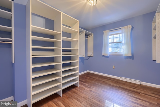 spacious closet with hardwood / wood-style flooring