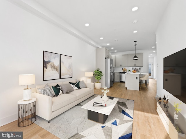 living room featuring light hardwood / wood-style flooring