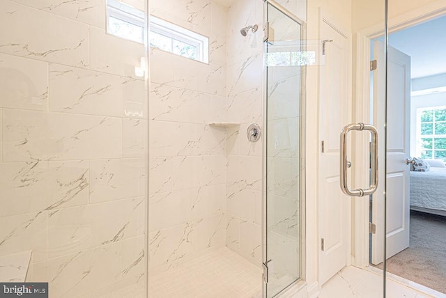 1404 N Chase St, Ocean Pines, MD 21811 - full bathroom featuring a shower stall, marble look tile flooring, and ensuite bath