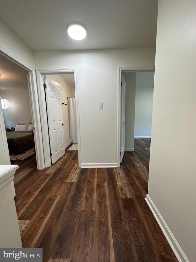 hallway featuring dark hardwood / wood-style floors