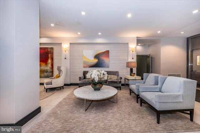 living room featuring light hardwood / wood-style floors